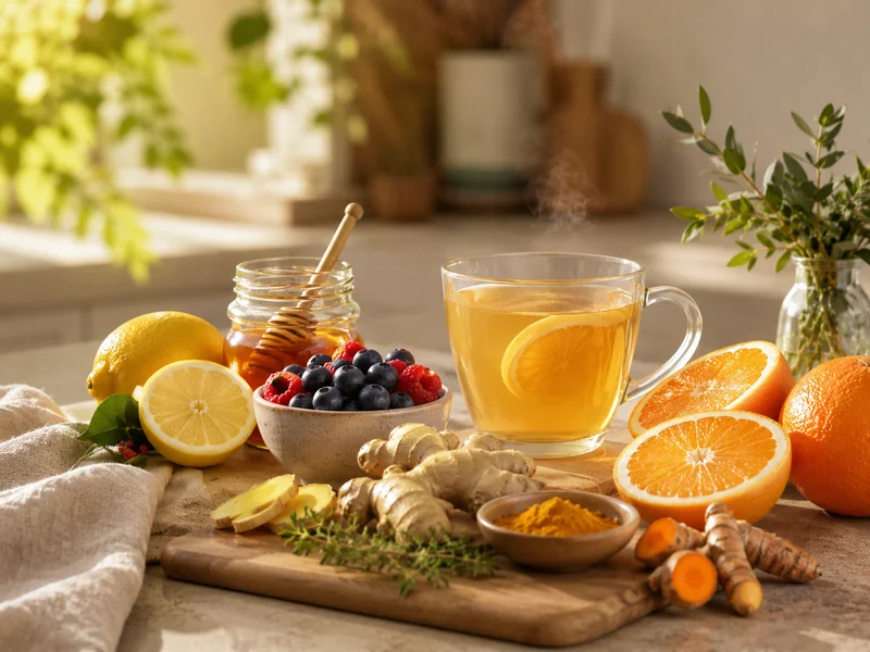 Counter with morning routine items including a glass of water